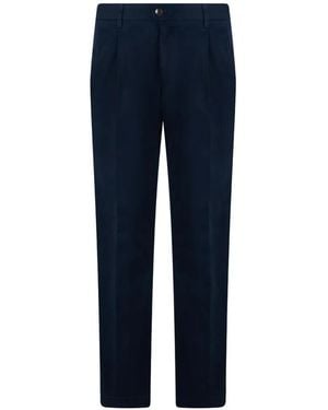 Slowear Pleated Straight-Leg Pants - Blue