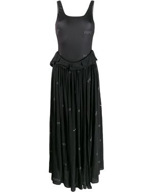 Natasha Zinko Printed Swimsuit Maxi Dress - Black