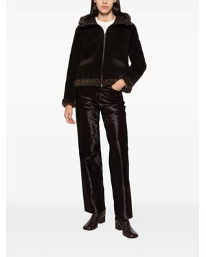 Moncler Shearling-Trim Hooded Jacket - Black
