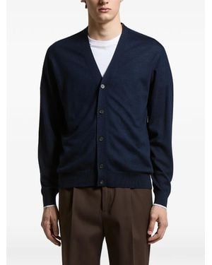 Peserico V-Neck Button Cardigan - Blue