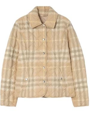 Burberry Check Quilted Cotton Twill Jacket - Natural