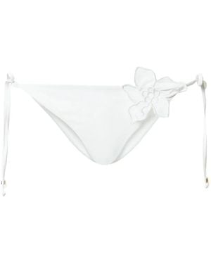 Twinset Floral-Appliqué Bikini Bottoms - White