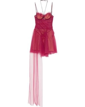 Nensi Dojaka Asymmetric Draped Mini Dress - Red