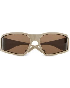 Balenciaga Rectangle-Frame Branded Sunglasses - Brown