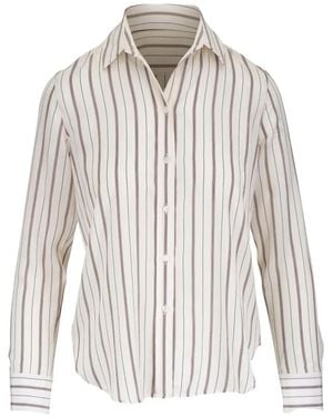 Nili Lotan Gaia Long-Sleeves Striped Shirt - White