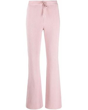Alberta Ferretti Ribbed Knit Flared Trousers - Pink