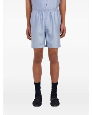 Ferragamo Gancini-Jacquard Silk Shorts - Blue