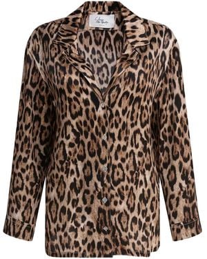 SLEEP NO MORE Leopard-Print Button-Down Blouse - Brown