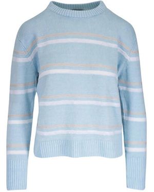 Kinross Cashmere Striped Crew-Neck Jumper - Blue