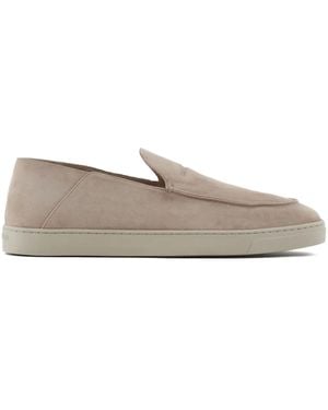 Giorgio Armani Loafer Aus Wildleder Mit Logo - Grau