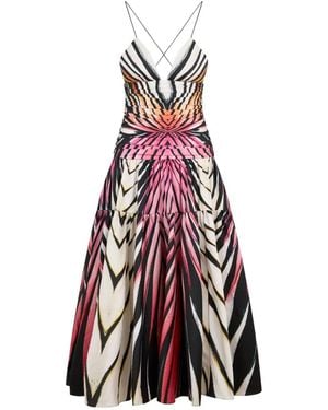 Roberto Cavalli Ray Of Paradise Print Midi Dress - White