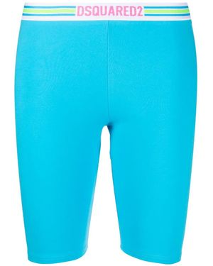 DSquared² Logo-Waistband Cropped Leggings - Blue