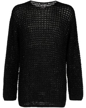 SAPIO Long-Sleeves Open-Knit Sweater - Black