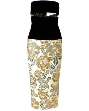 Carolina Herrera Floral-Jacquard Midi Dress - Metallic