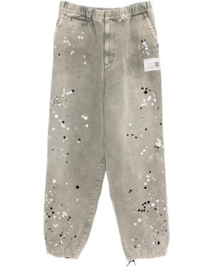 Maison Mihara Yasuhiro Hose Aus Cord Mit Kristallen - Grau