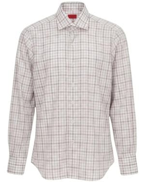 Isaia Checked Long-Sleeve Shirt - White