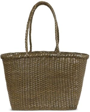 Dragon Diffusion Small B Weave Leather Tote Bag - Green