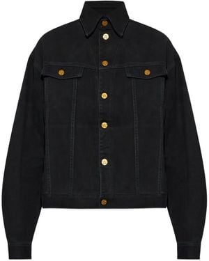 Willy Chavarria Logo-Buttoned Denim Jacket - Black