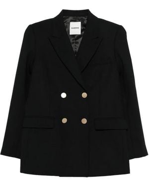 Sandro Double-Breasted Virgin Wool Blazer - Black