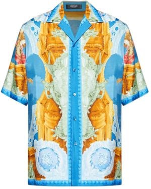 Versace Silk Short-Sleeve Shirt - Blue