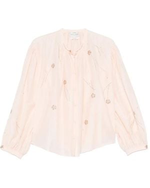 forte_forte Embroidered Balloon-Sleeve Blouse - Pink