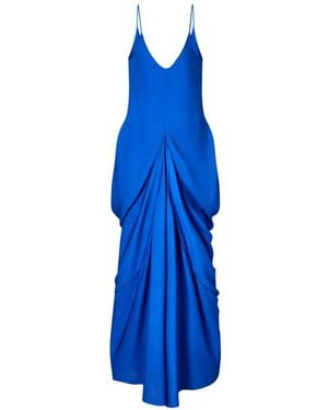 Giorgio Armani Robe Drapée Georgette - Blue
