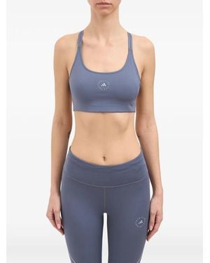 adidas By Stella McCartney Logo-Print Racerback Tank Top - Blue