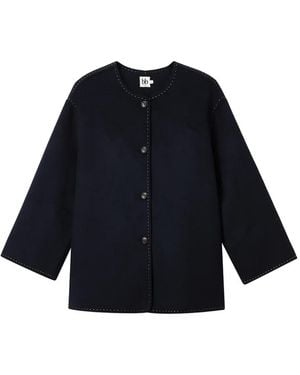 B+ AB Scarf-Embellished Jacket - Blue