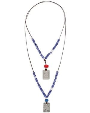 DSquared² Beaded Pendant Necklace - White
