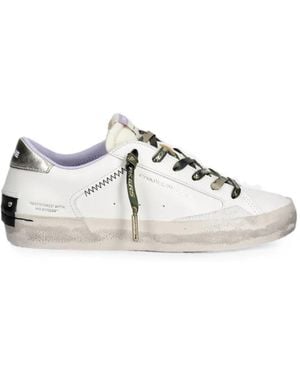 Crime London Distressed Logo-Print Trainers - White