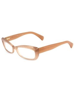 McQueen Croc-Effect Rectangle-Frame Glasses - Natural