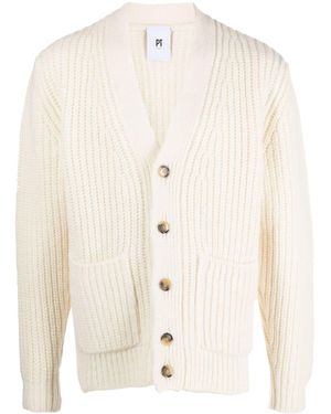 PT Torino V-Neck Ribbed-Knit Cardigan - Natural