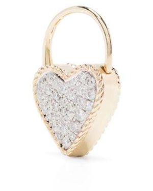 Yvonne Léon 9Kt Creole Cadenas Coeur Diamond Earring - White