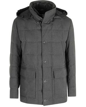 Fay Removable Hood Canvas Jacket - Black