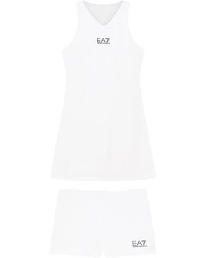 EA7 Logo-Embellished Tennis Dress - White