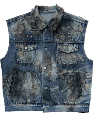 THUG CLUB Distressed Gilet - Blue