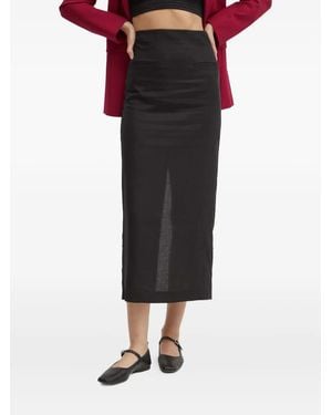 Bardot High-Waisted Midi Skirt - Black