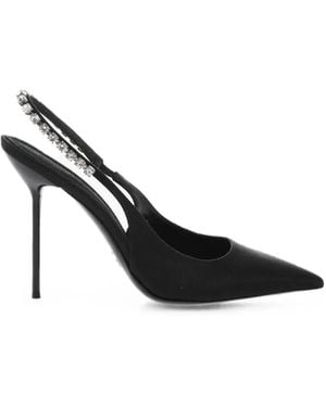 Paris Texas Lidia Crystal-Embellished Slingback Pumps - Black