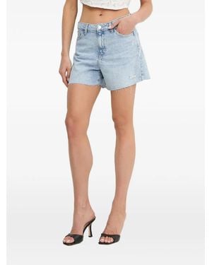 Guess Frayed Denim Shorts - Blue