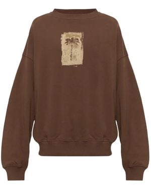 Palm Angels Palm-Print Cotton Jumper - Brown