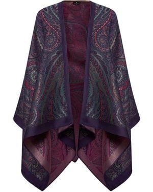Etro Paisley Open-Front Cape - Purple