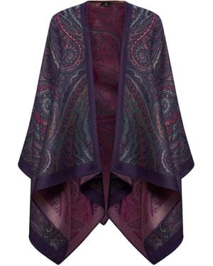 Etro Paisley Open-Front Cape - Purple