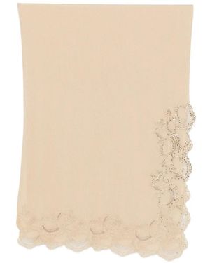 Ermanno Scervino Schal Mit Pailletten Und Spitzenbesatz - Natur