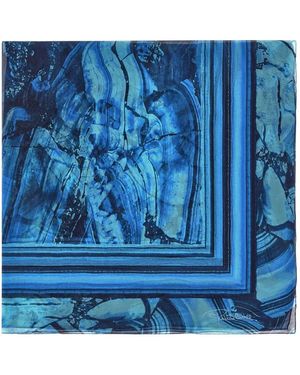 Roberto Cavalli Malachite-Print Silk Shawl - Blue