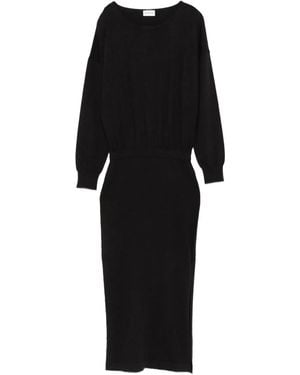 P.A.R.O.S.H. Boat-Neck Midi Dress - Black