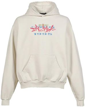 EVANGELI0N 95 Graphic-Print Cotton Hoodie - White
