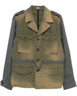 KHOKI Pinstripe Panelled Jacket - Green