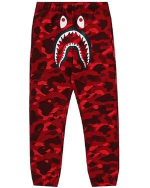 A Bathing Ape Camo Shark Track Pants - Red