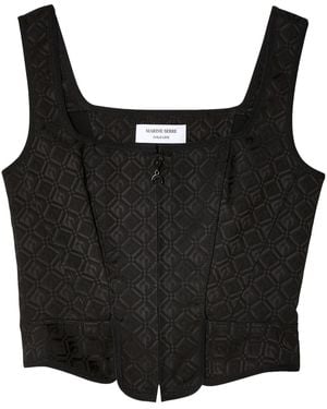 Marine Serre Moon Diamant Jacquard Corset - Black