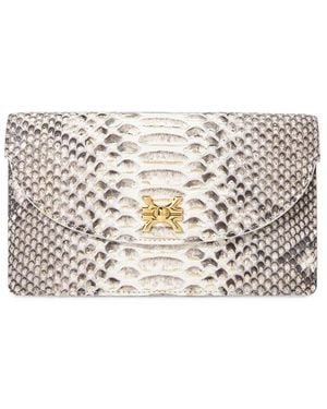 Kwanpen Snakeskin-Effect Envelope Clutch Bag - White